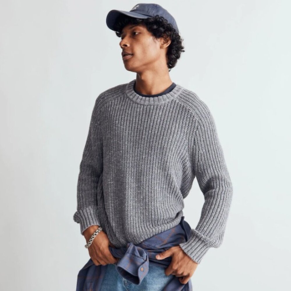 Madewell Mens Oversized Fisherman Sweater Grey Marl XL